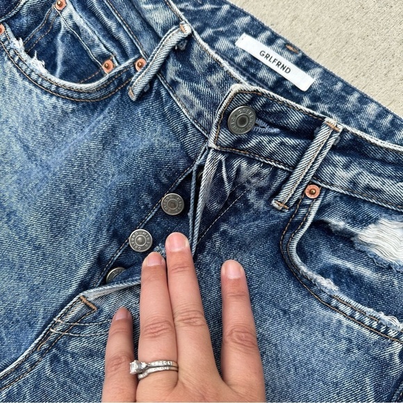 GRLFRND Button Fly Straight Leg High Rise Jeans Mica - Picture 9 of 13